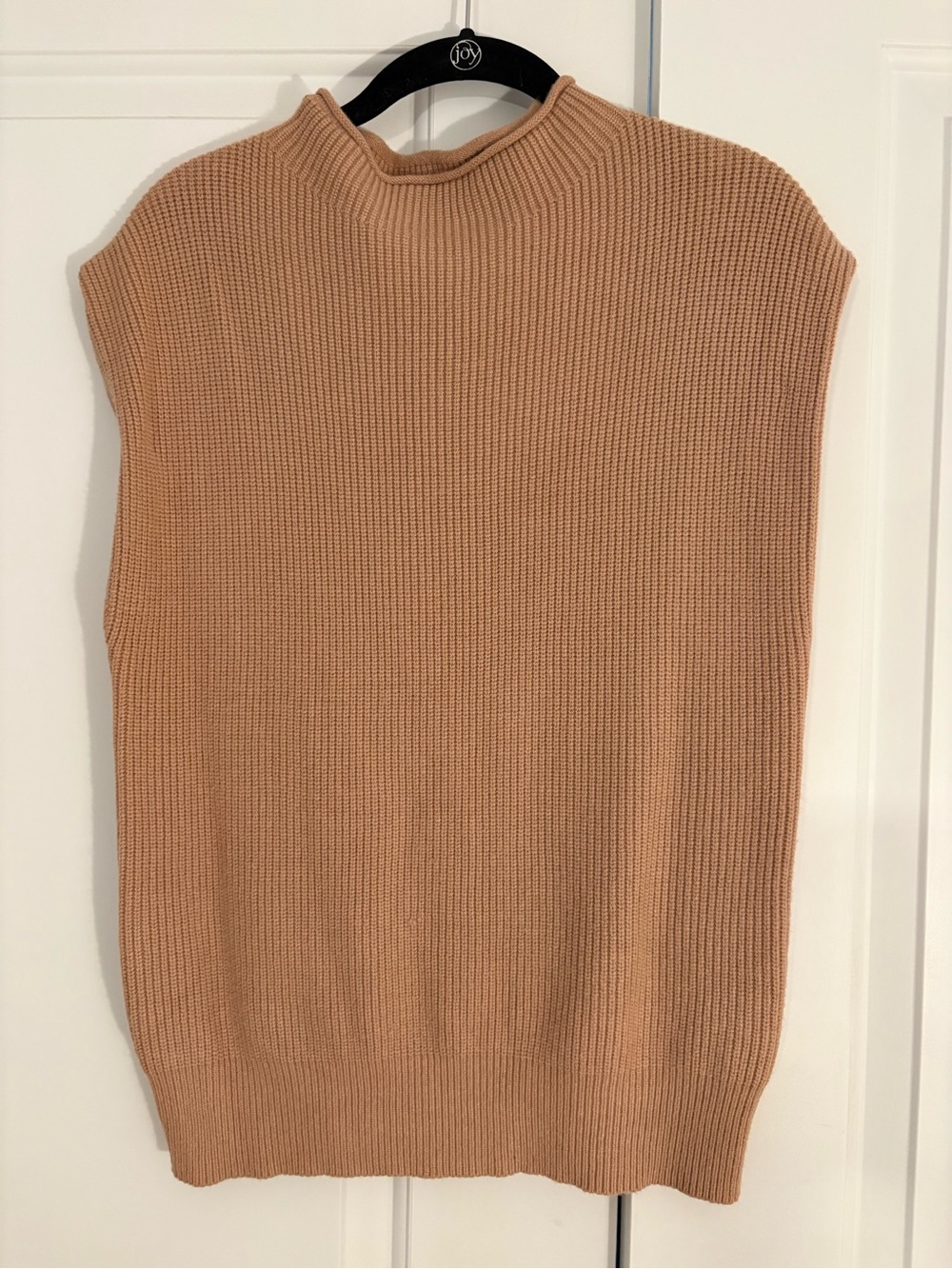 Sleeveless Cowl Knit Sweater Vest in Camel